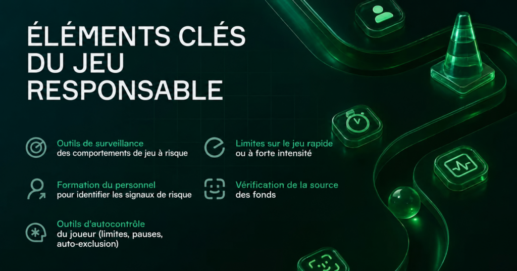 Présentation graphique des éléments clés du jeu responsable par Soft2Bet au Canada